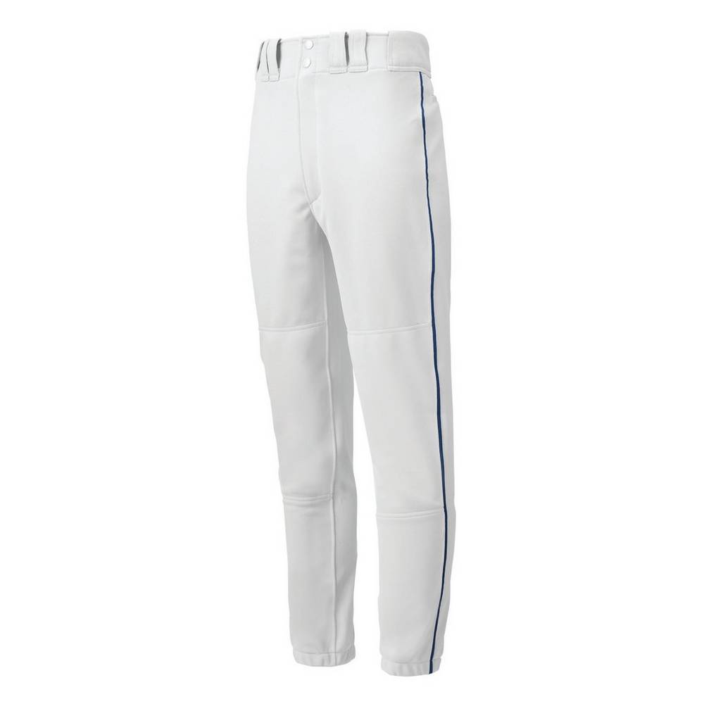 Calças Mizuno Baseball Premier Piped - Homem - Branco/Azul Marinho - HVJGS7413